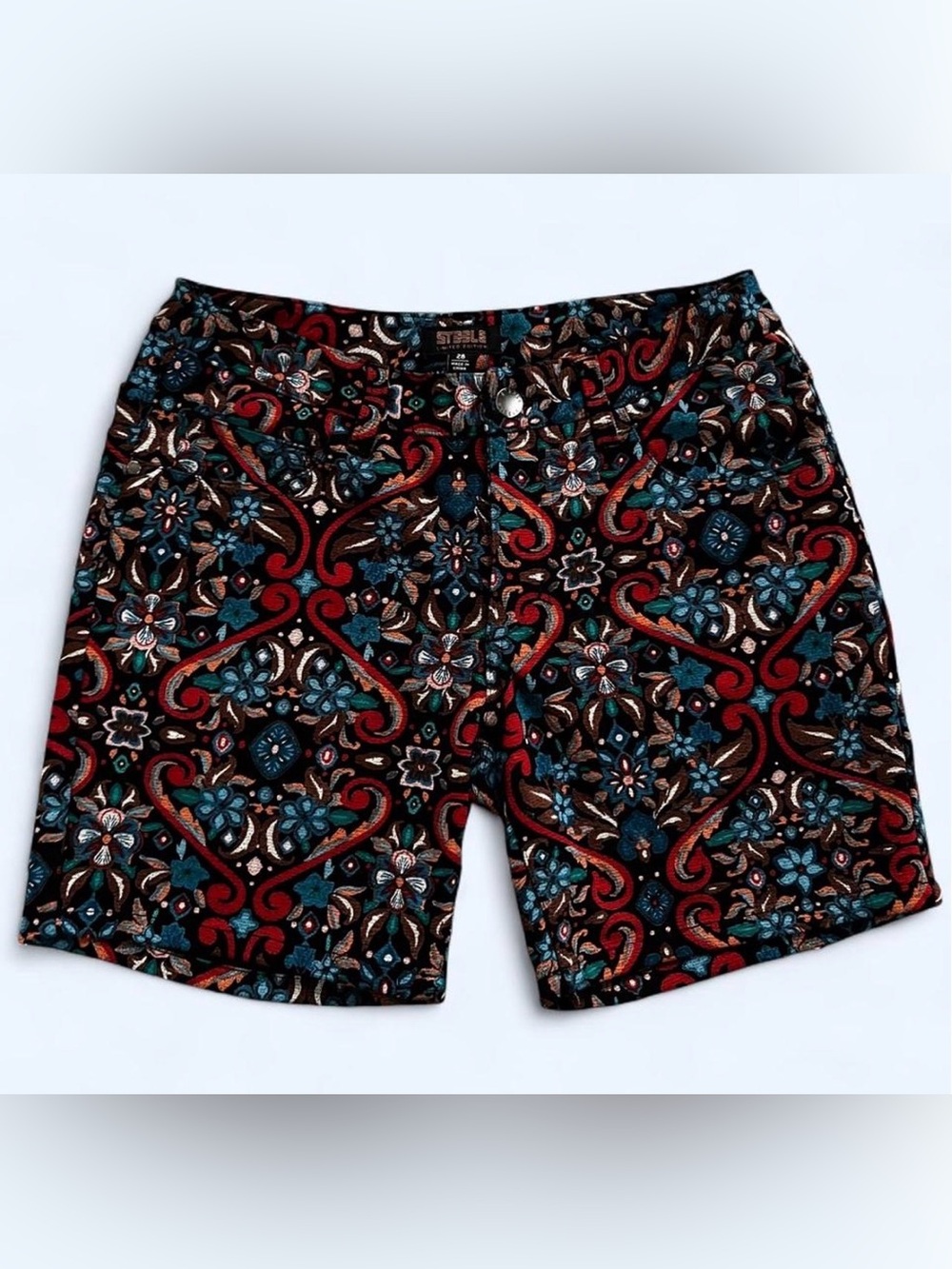 STEELE Limited Edition Floral Tapestry Brocade Shorts Size 28